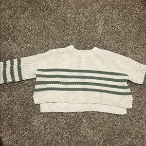 Striped Knit Sweater - White and Green